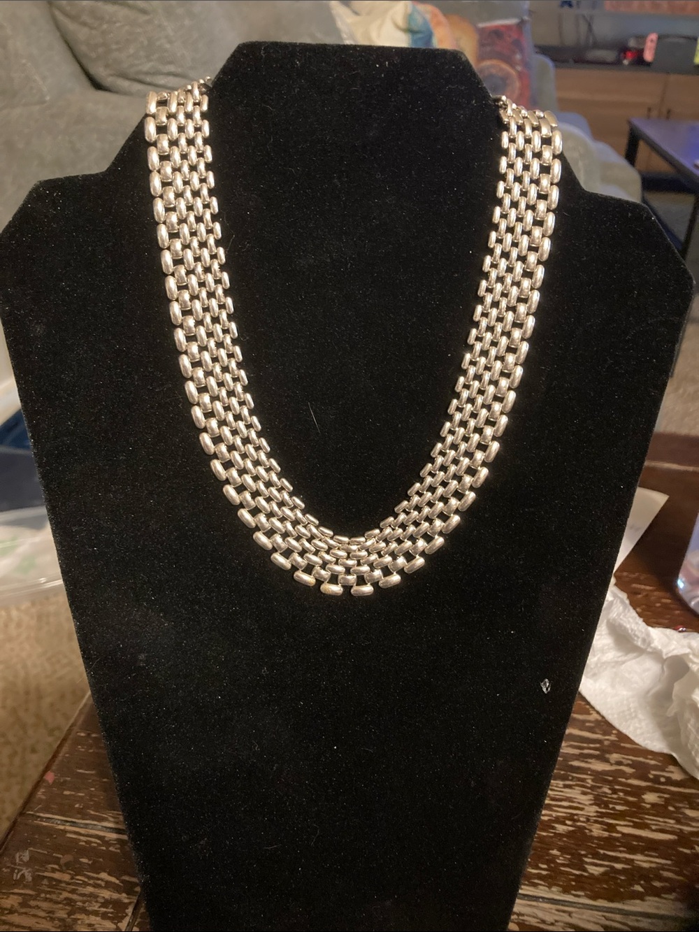 Napier vintage multi layer silver tone choker , pre owned